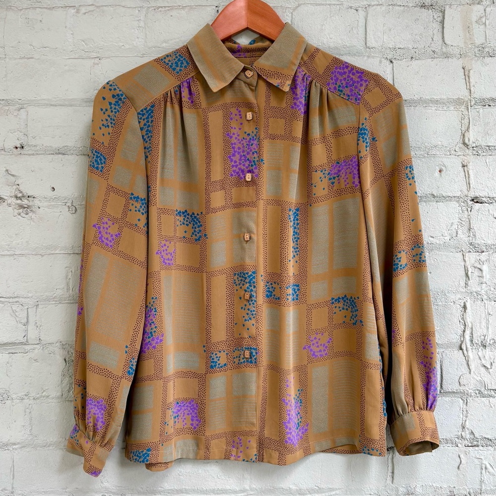 Vintage 80s Novelty Print Blouse